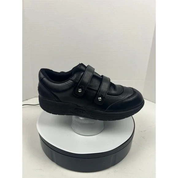 P W Minor Women's Black Leather Double Strap Arch Support Comfort Shoes Size 10